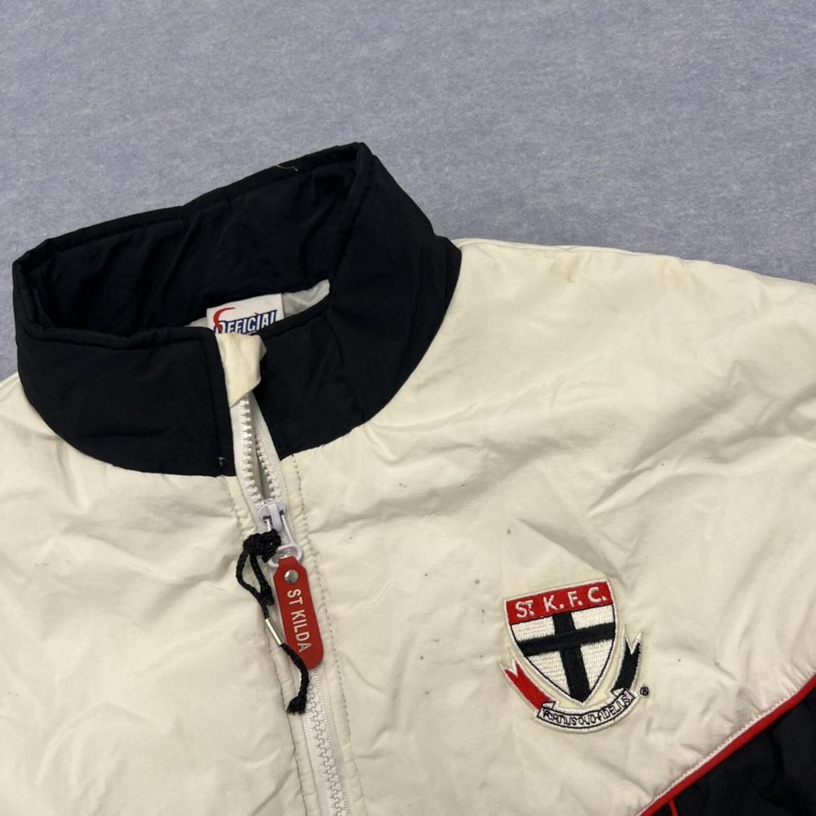 Vintage St Kilda AFL Multi-Signature Puffer Jacket Y2K Women’s Size 16