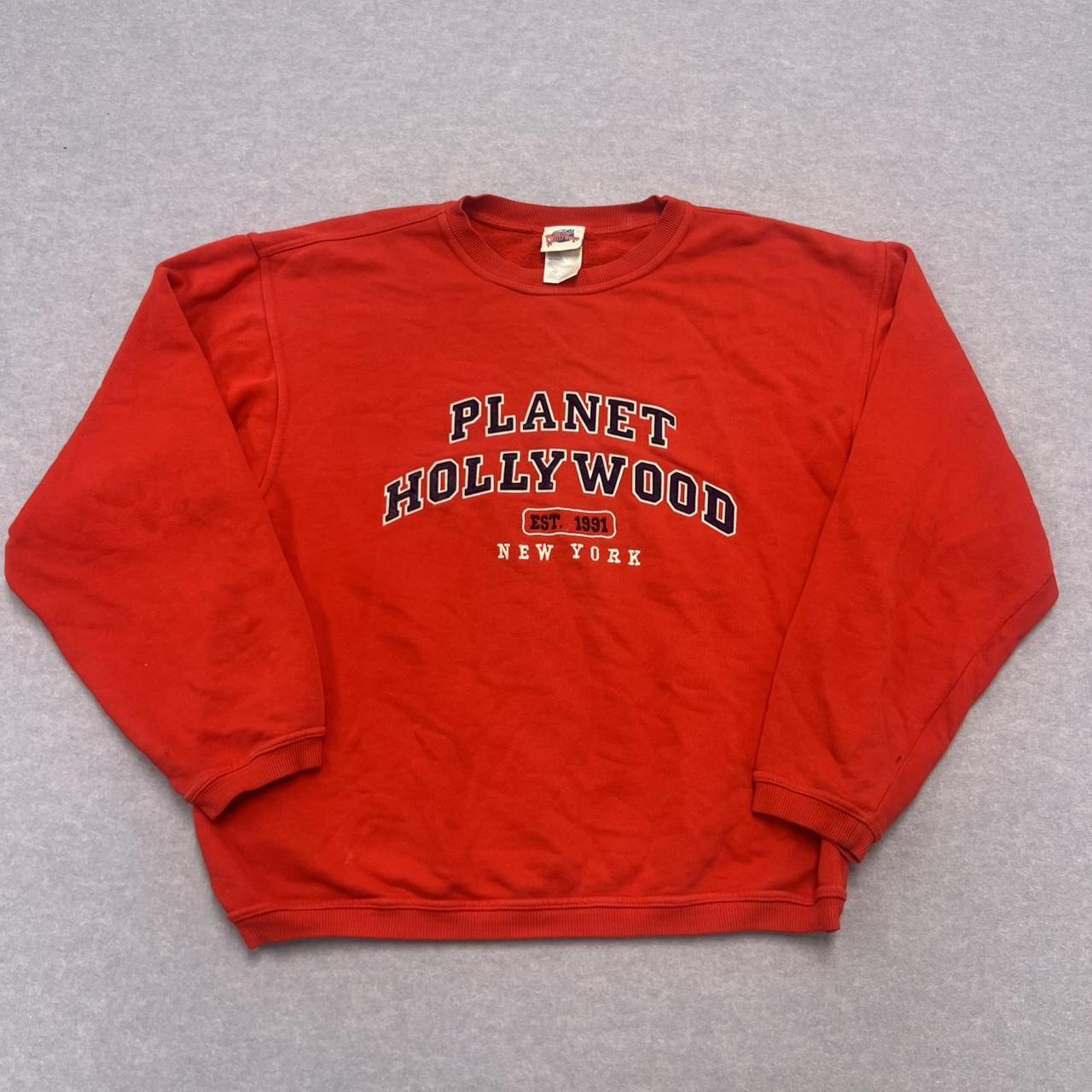 Vintage 1998 Planet Hollywood New York Embroidered Sweatshirt Red Oversize Medium