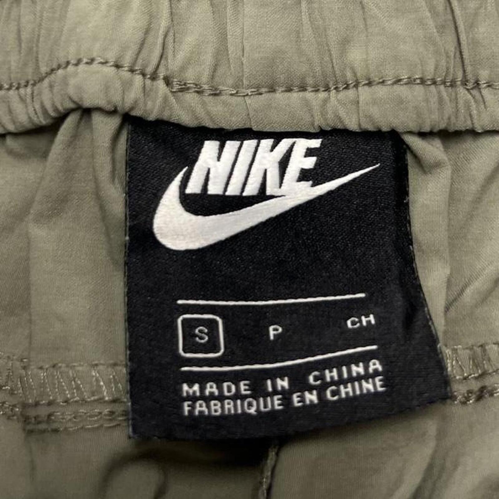 Nike Sportswear Men's Grey & White Woven Elasticated Track Pants Y2K Small