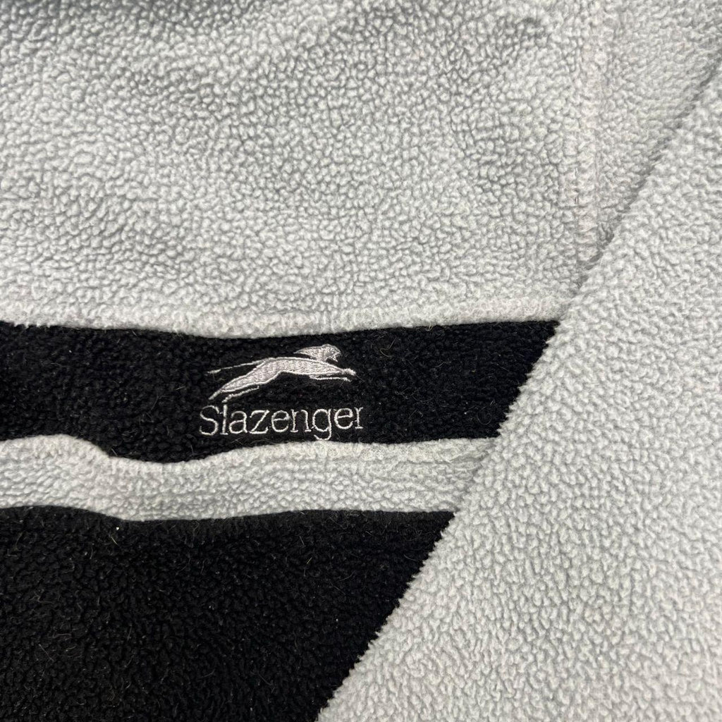 Vintage 1990s Slazenger Grey & Black 1/4 Zip Fleece Jumper Oversized Small