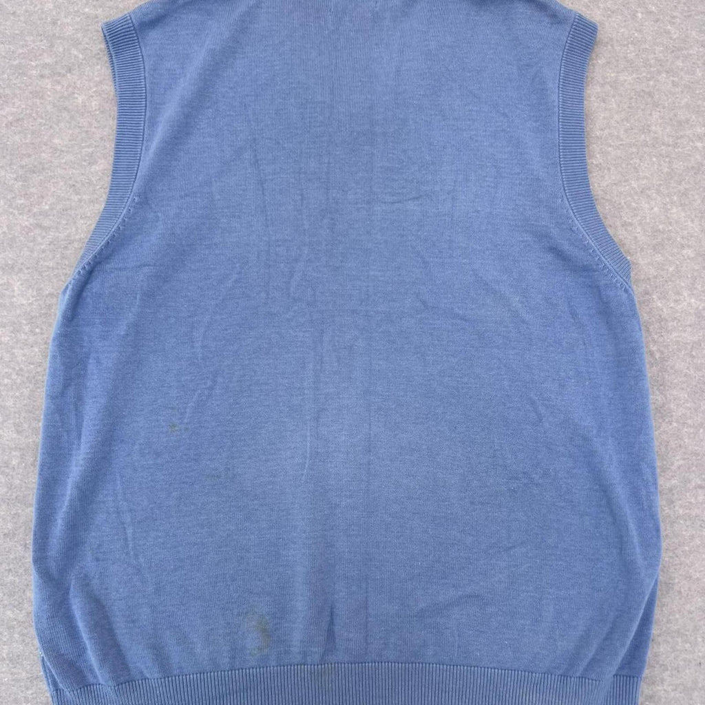 Vintage Greg Norman Golf Men’s Blue Diamond Knit Grandpa Vest V-NeckSweater Small
