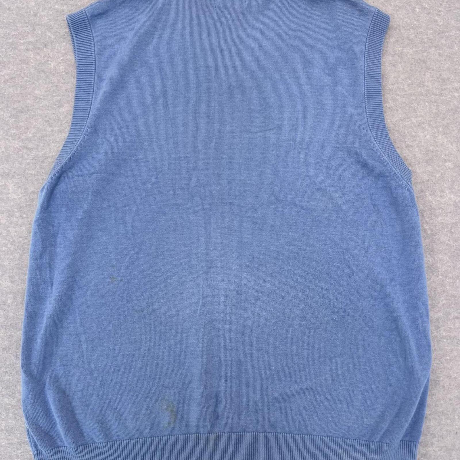 Vintage Greg Norman Golf Men’s Blue Diamond Knit Grandpa Vest V-NeckSweater Small