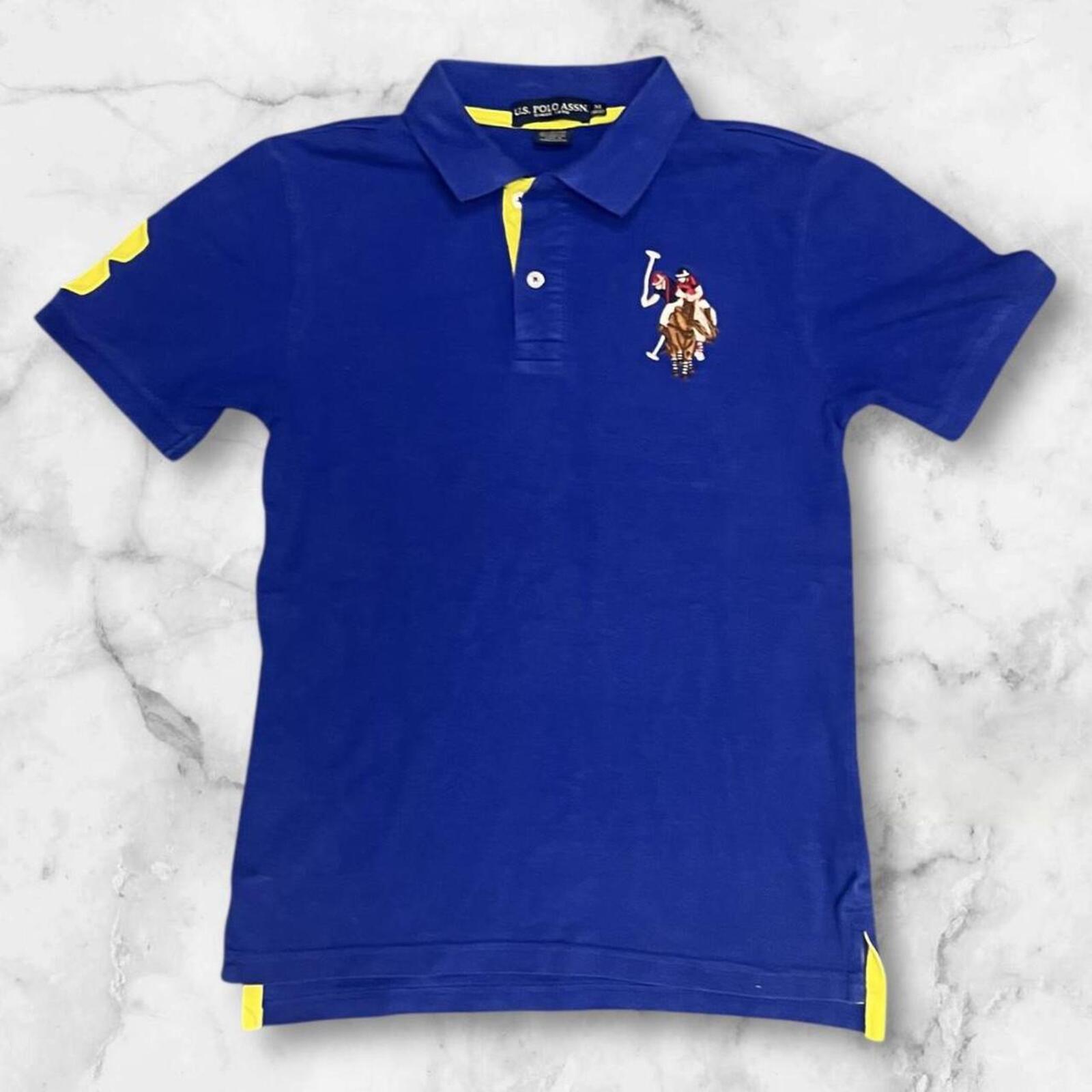Vintage U.S. Polo Assn Youth Navy Blue & Yellow #3 Big Pony Polo Medium 10-12
