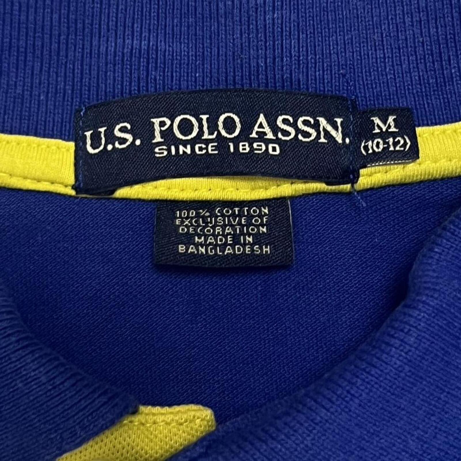 Vintage U.S. Polo Assn Youth Navy Blue & Yellow #3 Big Pony Polo Medium 10-12