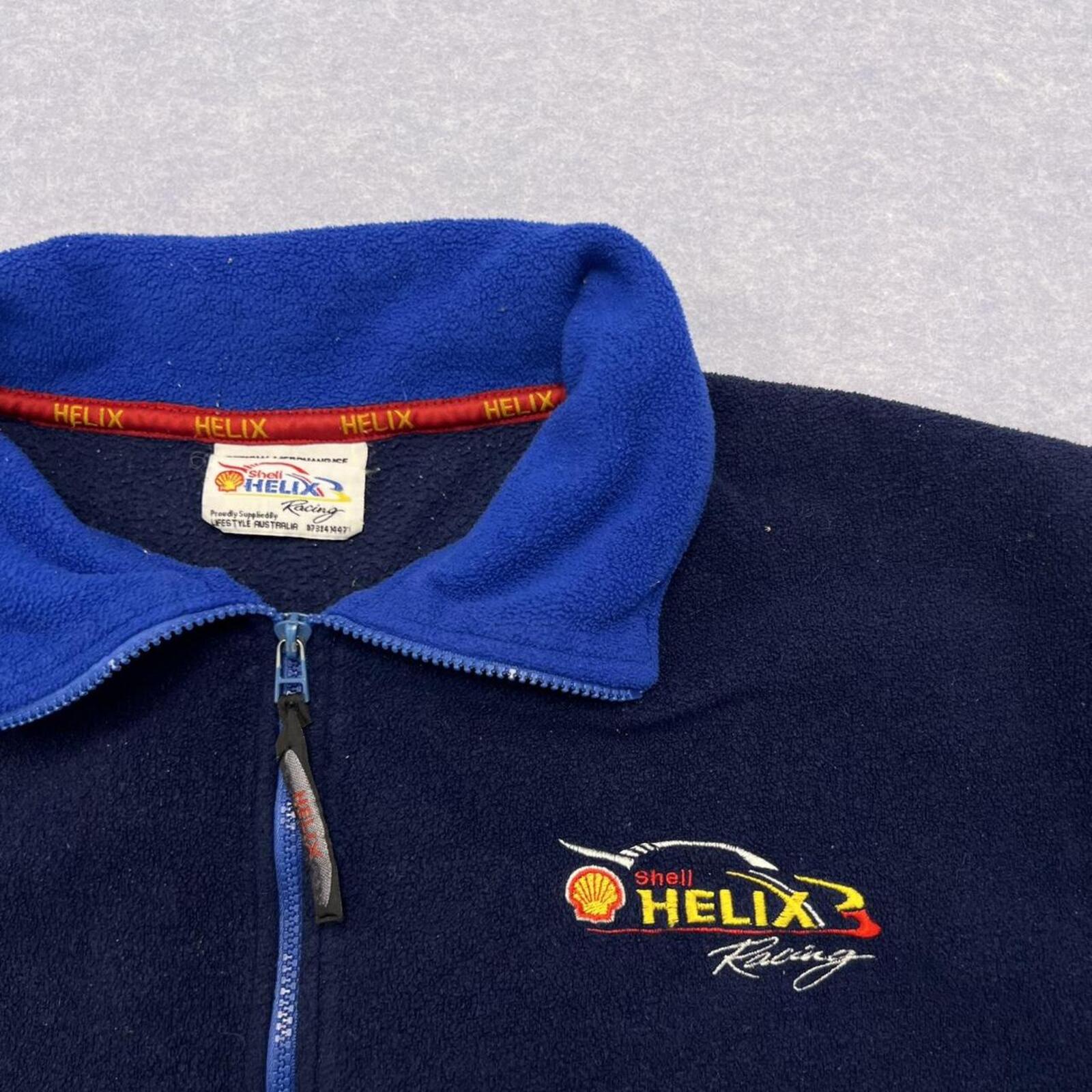 Vintage Shell Helix Racing Official Merchandise Fleece Full Zip Jacket Navy Blue Men’s XXL