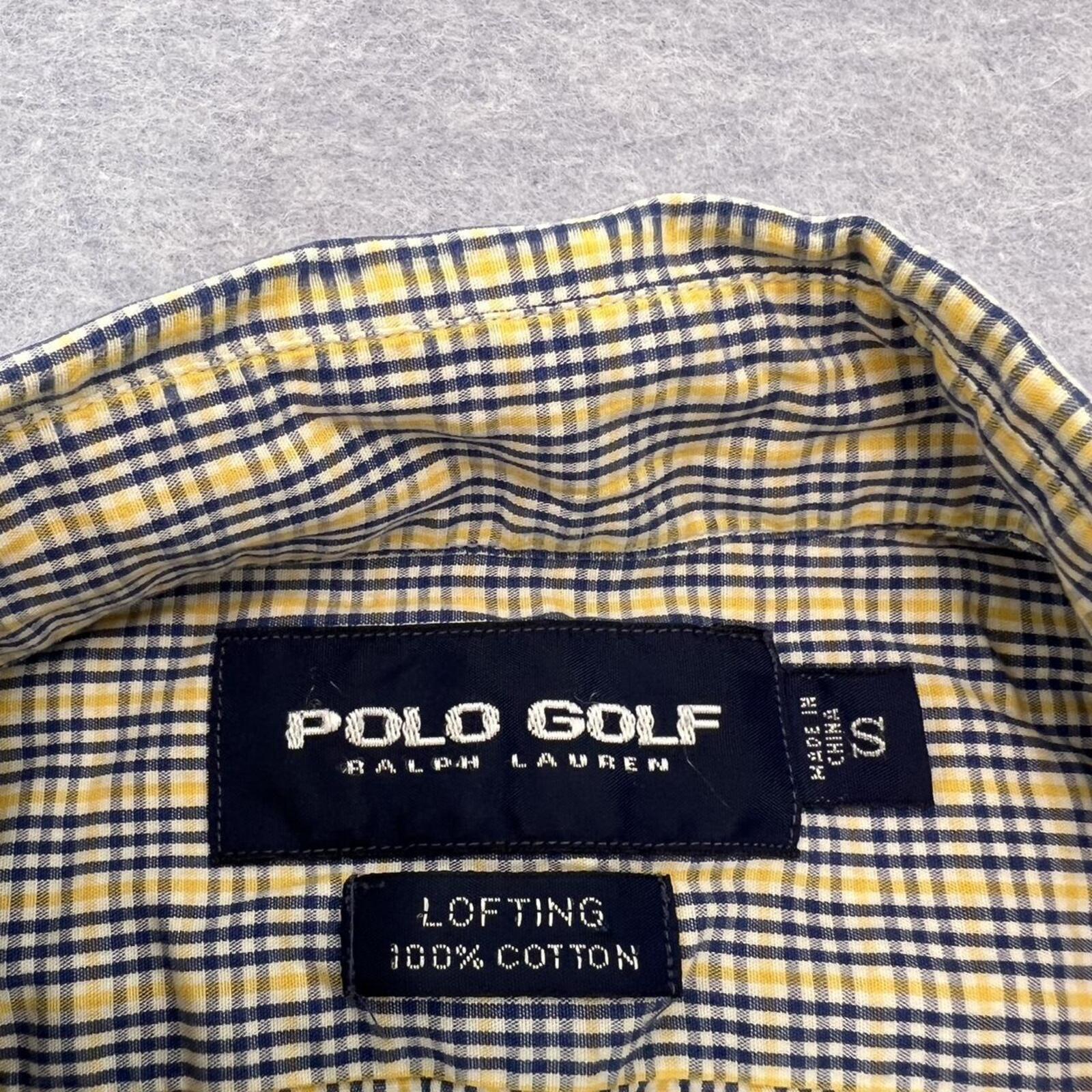 Vintage Polo Ralph Lauren Polo Golf Men's Yellow & Navy Blue LOFTING Shirt Small