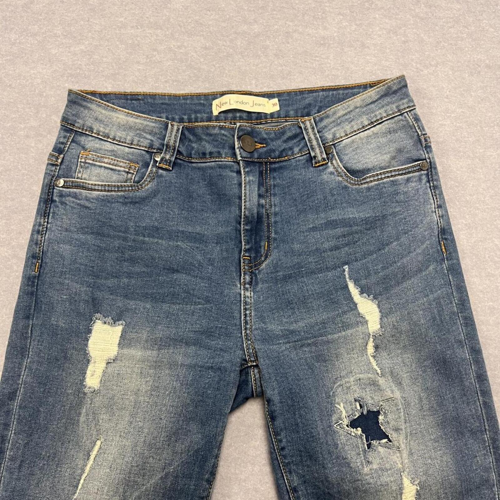 Vintage New London Jeans Womens Size 30 - Blue Denim distressed - star patch Y2K