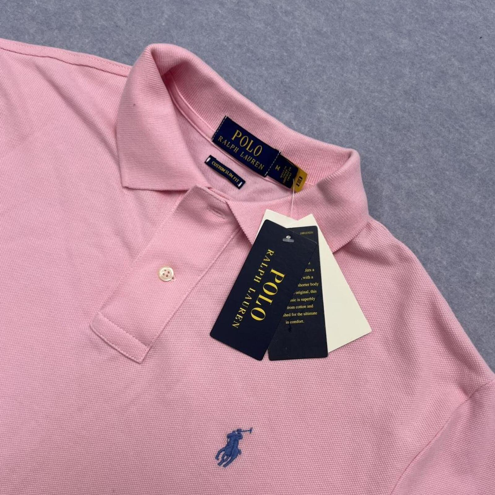 BNWT Polo Ralph Lauren Pink Polo Shirt Custom Slim Fit Men’s Preppy Medium