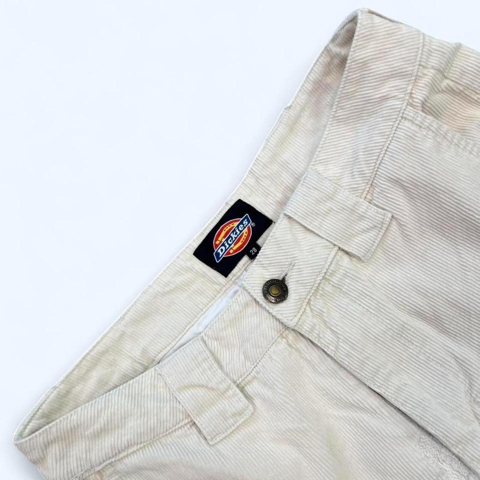Dickies Men's Cream & White Corduroy Straight Leg 824 Trouser Pants Size 28