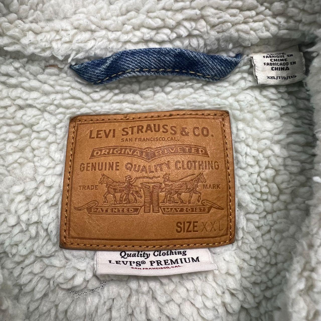 Vintage Levi's Sherpa Heavyweight Blue Washed Denim Trucker Jacket Men's XXL