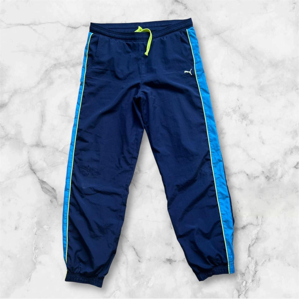 Vintage 90’s PUMA Sport Women’s Navy Blue & Yellow Stripe Track Pants Y2K Small