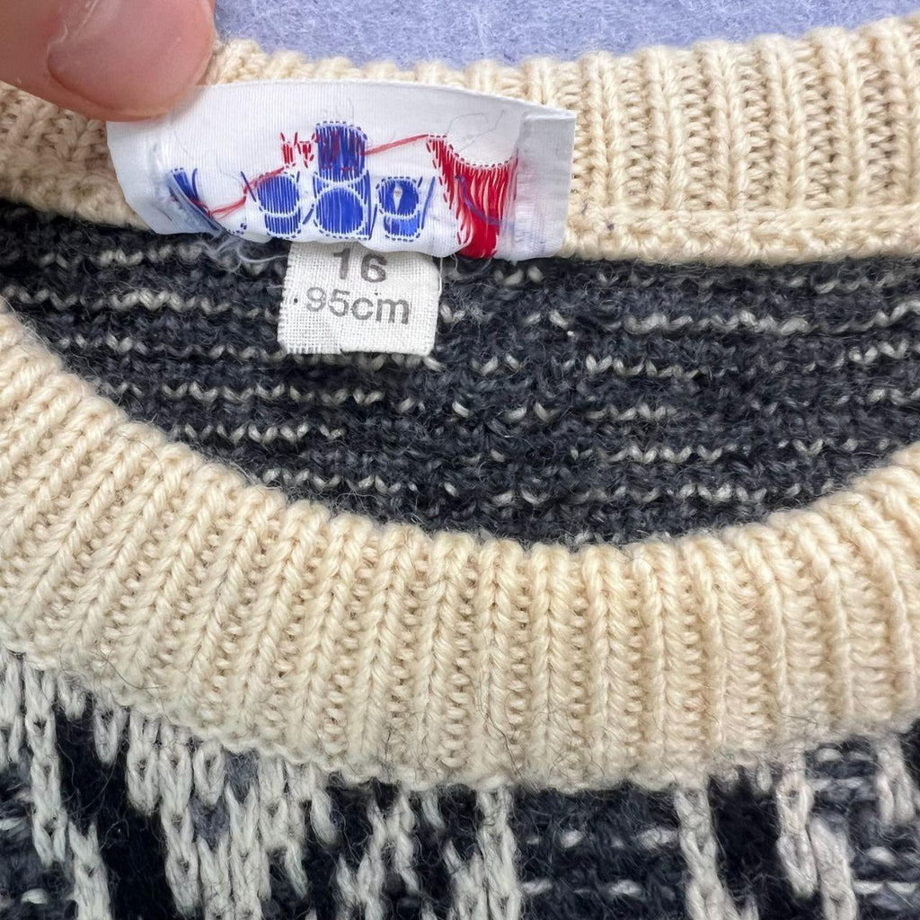 Vintage Chagal Paris Pure New Wool Knit Sweater White & Black