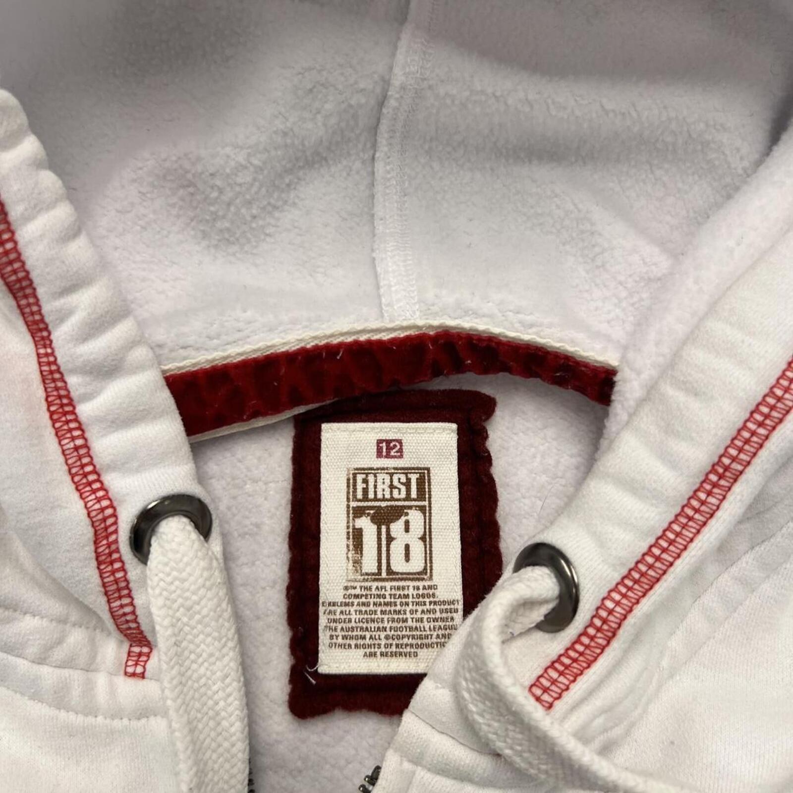 Vintage Retro St Kilda Saints First 18 Women's White Zip Hoodie AFL Size 12