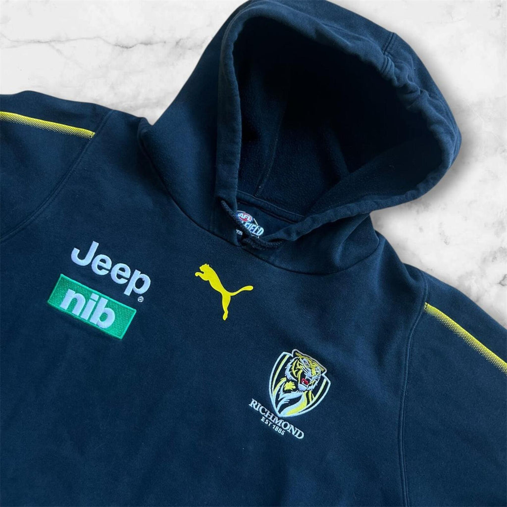 Vintage Puma Richmond Tigers AFL Men’s Black & Yellow On-Field Hoodie Y2K XL