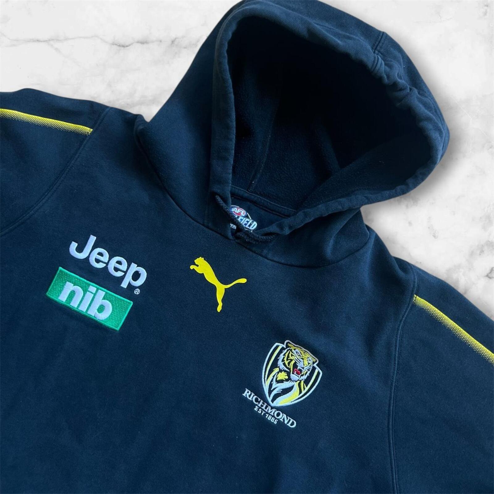 Vintage Puma Richmond Tigers AFL Men’s Black & Yellow On-Field Hoodie Y2K XL