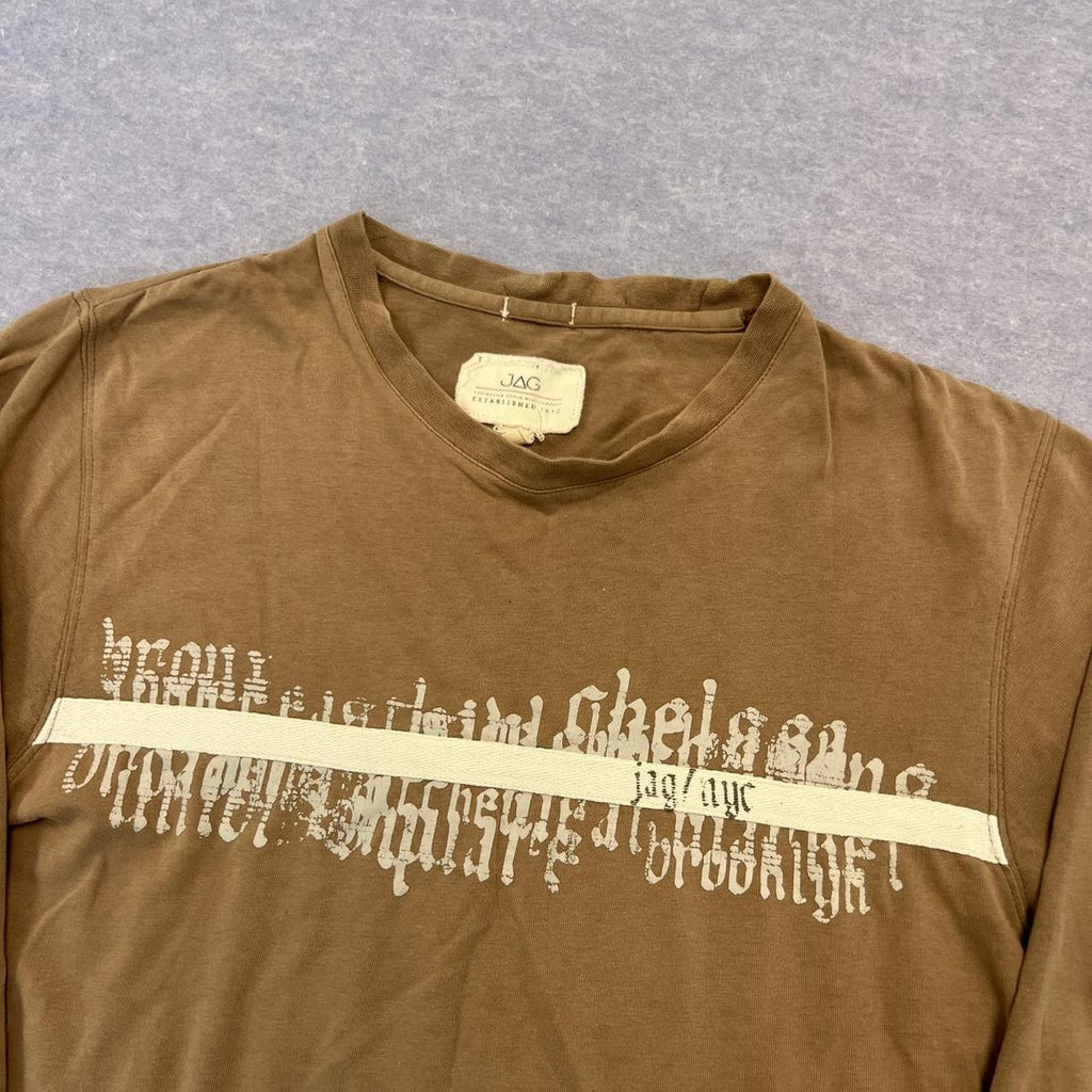 Vintage JAG NYC Brown Graphic Y2K Grunge Emo Streetwear LongSleeve T-Shirt Small