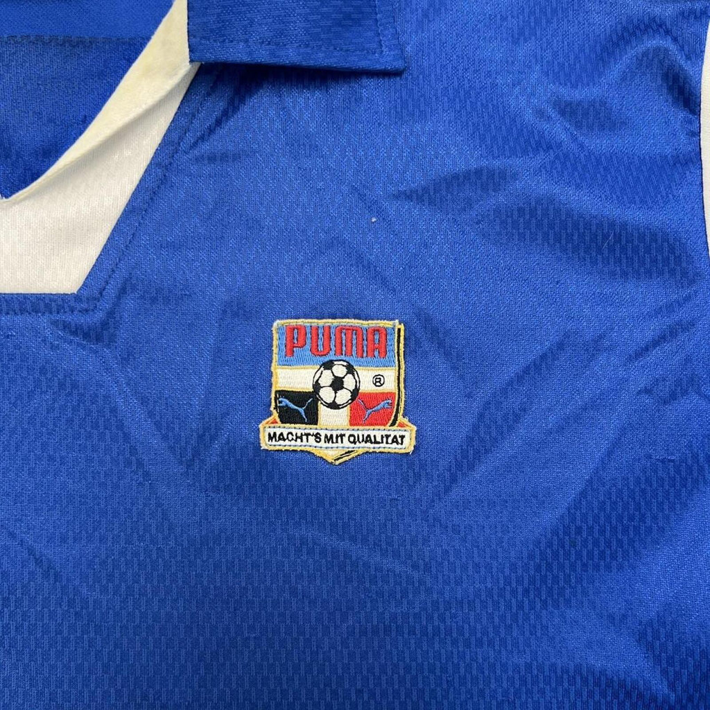 Vintage 1990’s Puma Soccer / Football Patch Jersey Blue & White Men's Medium