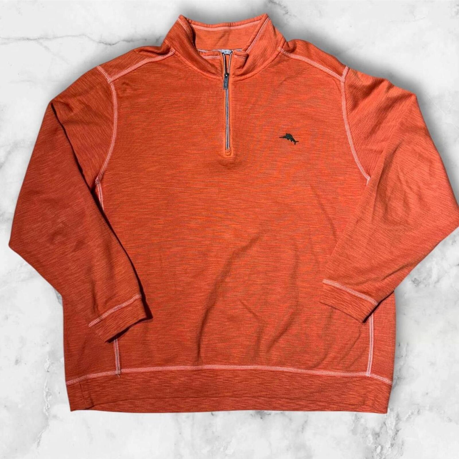 Vintage Tommy Bahama RELAX Orange 1/2 Zip Jumper Sweatshirt Preppy Men’s 3XL XXXL