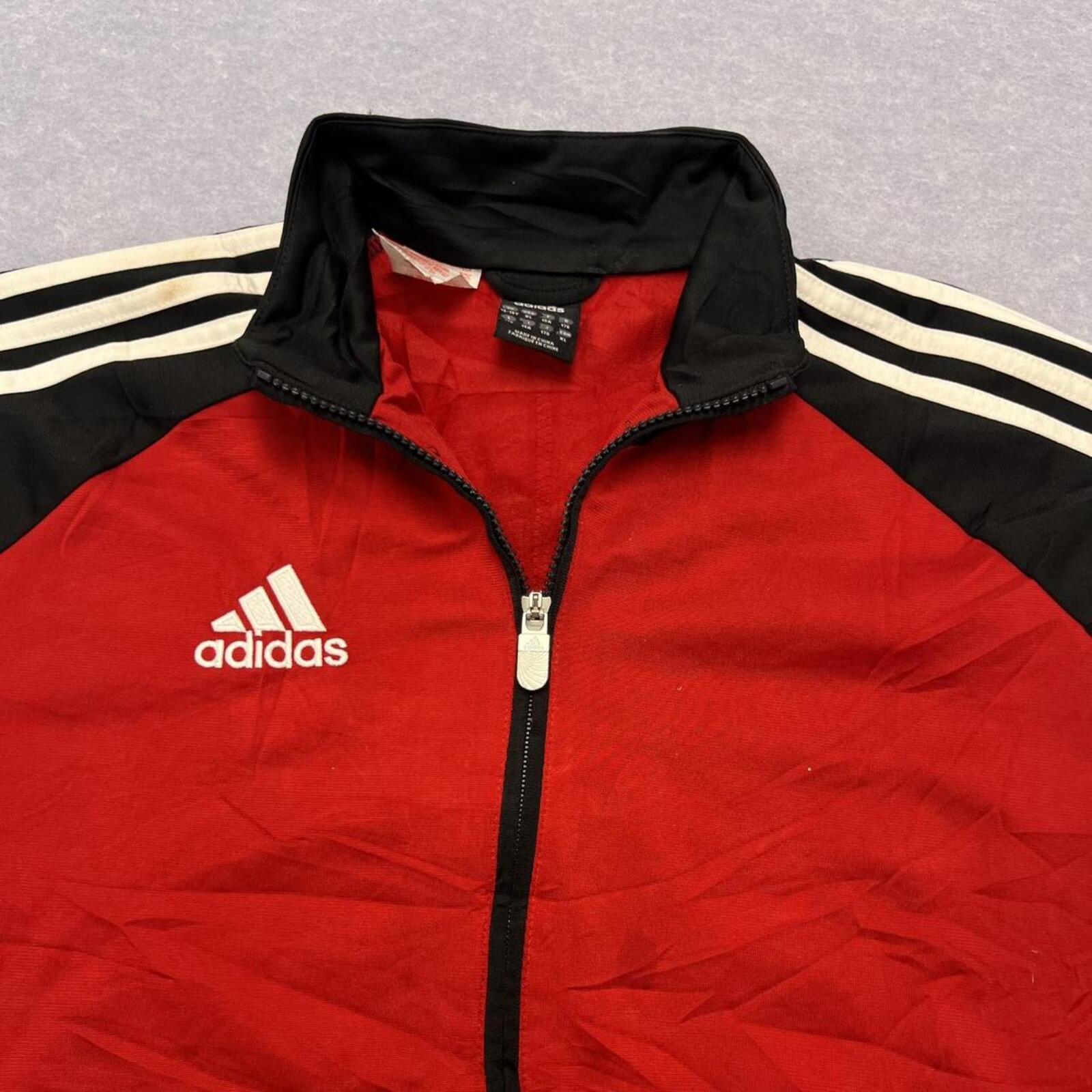 Vintage Adidas Red & Black Full Zip Retro Track Jacket Y2K Mens Small