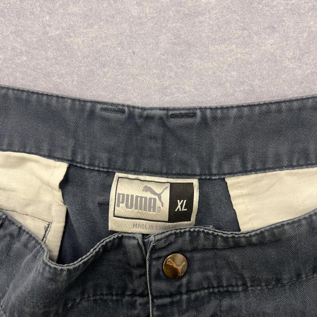 Vintage 90s Puma Men's Navy Blue Cargo Carpenter Pants Streetwear Zip-Leg Y2K XL