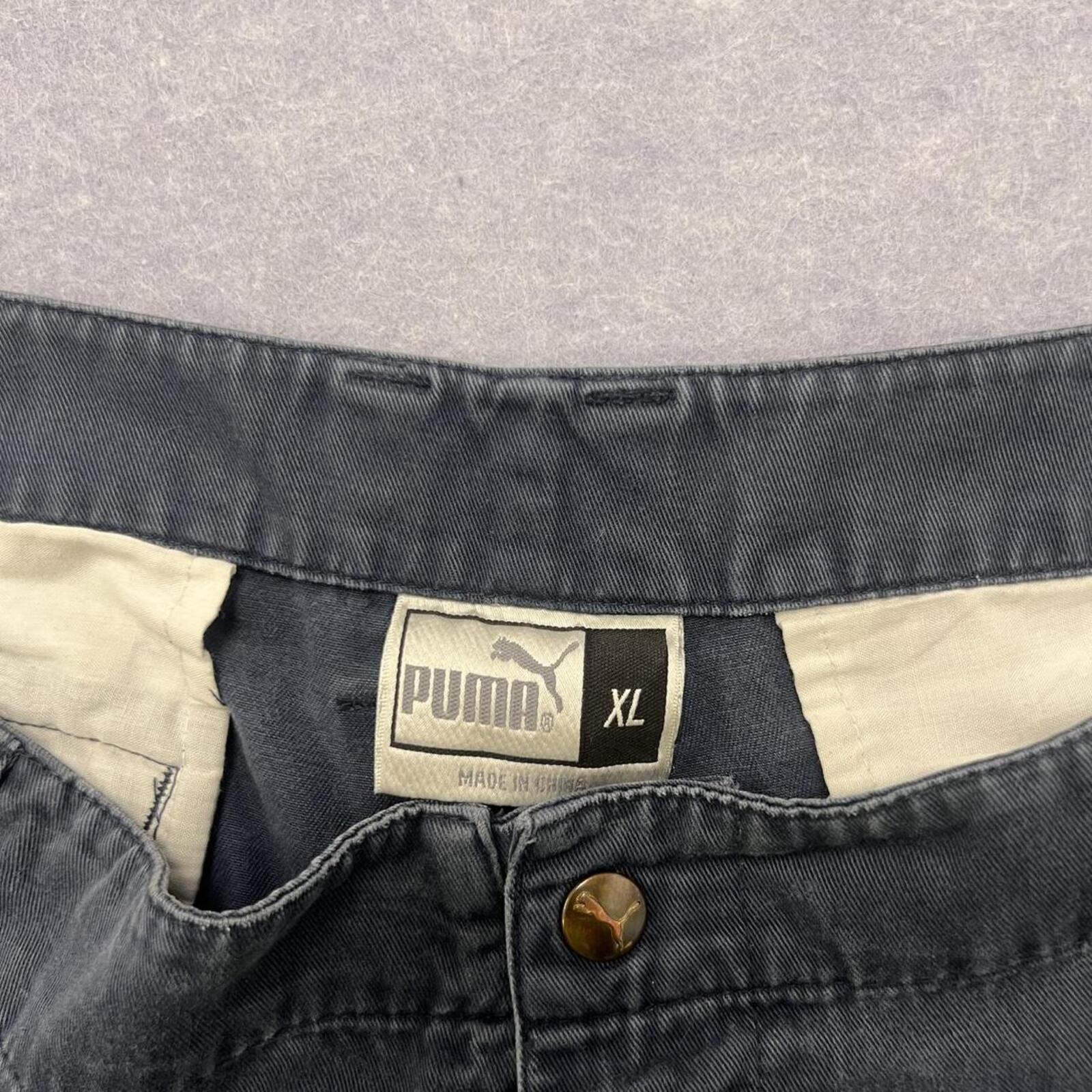 Vintage 90s Puma Men's Navy Blue Cargo Carpenter Pants Streetwear Zip-Leg Y2K XL
