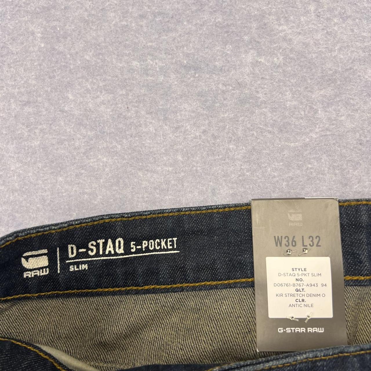 BNWT G-Star RAW D-Staq 5-Pocket Slim Stretch Jeans Indigo Wash W36 L32 RRP$220
