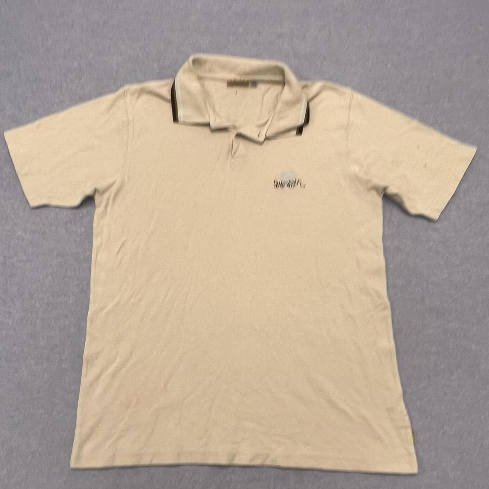 Vintage 90’s Quiksilver Surf Men's Cream Beige Tipped Polo Shirt Y2K Medium