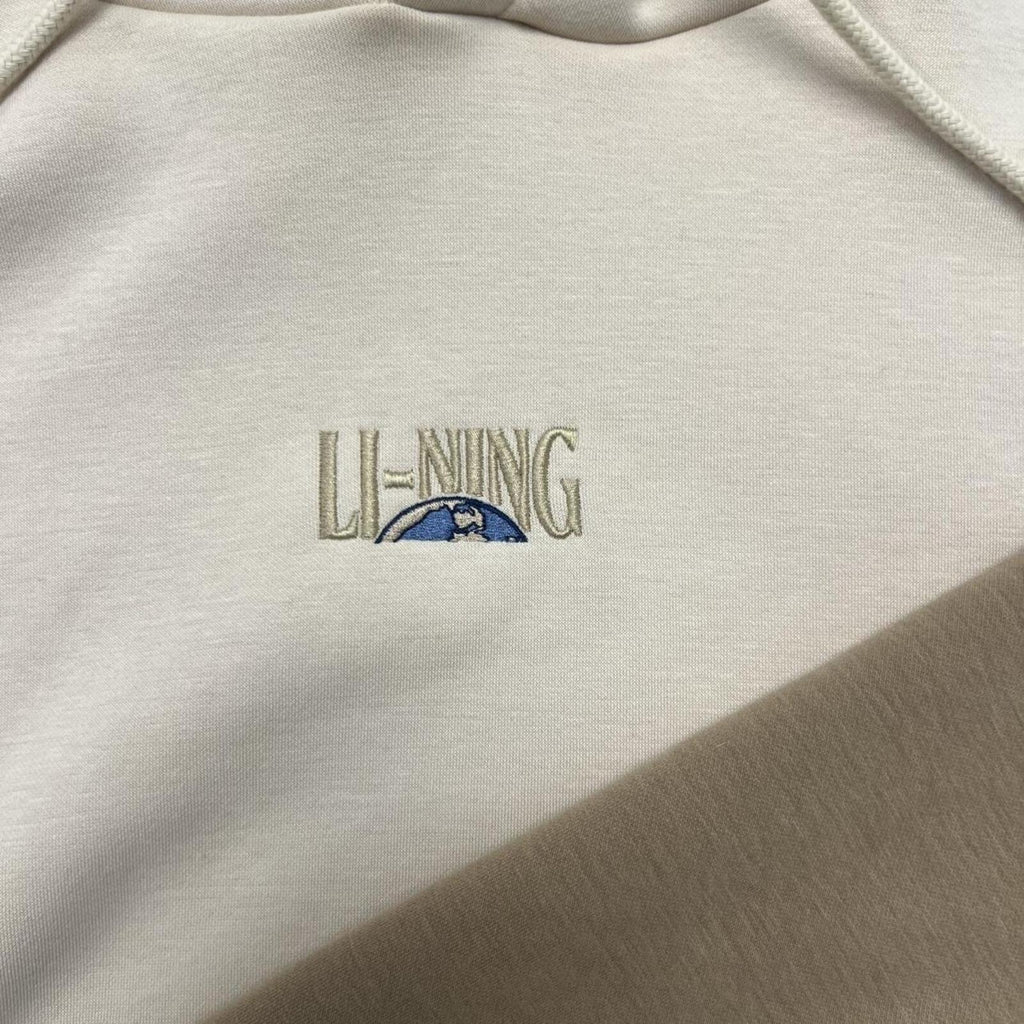 Li-Ning Skateboards Colourblock Cream & Tan Pullover Hoodie Streetwear Men's XL