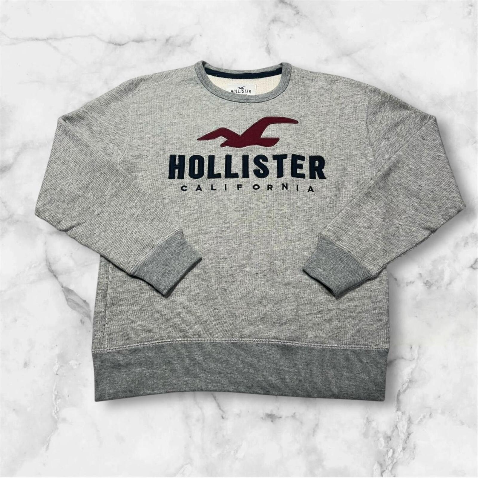 Vintage Hollister California Grey & Burgundy Embroidered Seagull Knit Sweater / Jumper Men’s Size Small