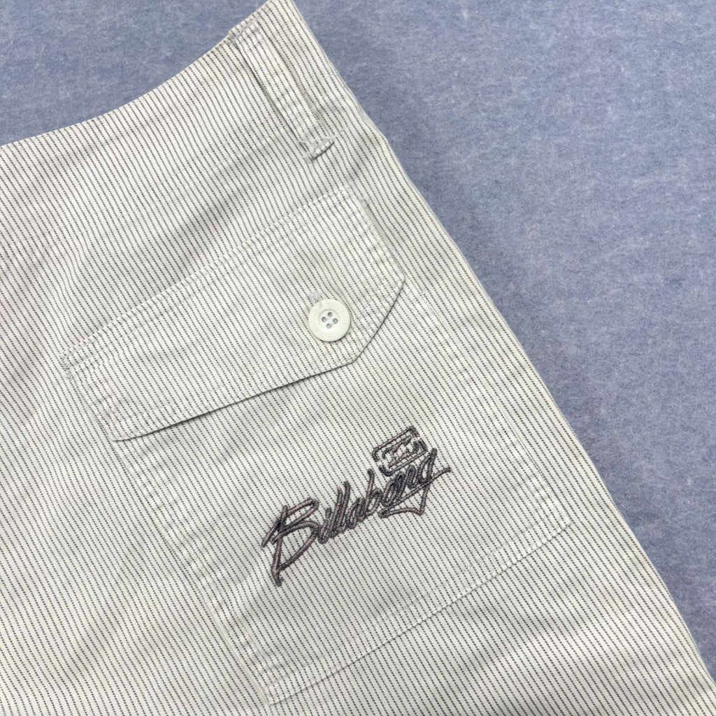 Vintage Billabong Surf White Pinstripe Cargo Chino Shorts Men's Y2K W34 READ