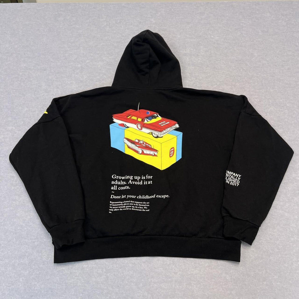 Childish Flame Boxy Hoodie TGF Bro Black Oversized Embroidered Hoodie Small