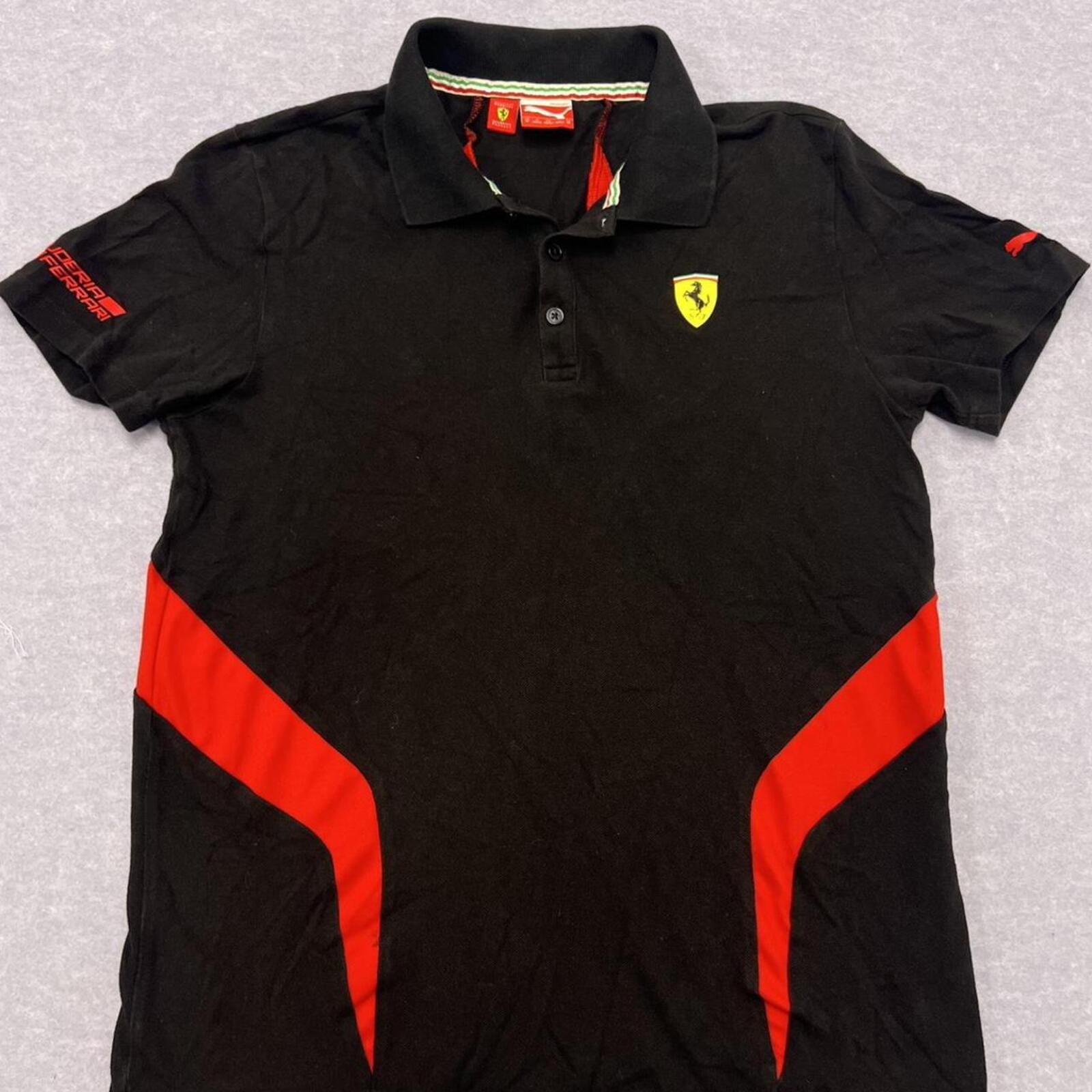 Ferrari X Puma Men’s Black & Red Motorsports Racing Sports Polo Y2K Size Medium