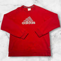 Vintage Adidas Streetwear Men’s Red & Grey Embroidered Logo Sweatshirt Y2K Small