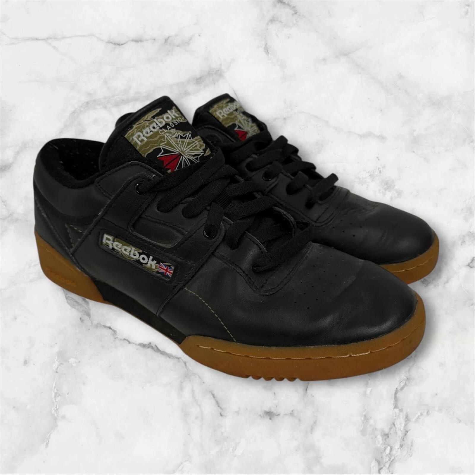 REEBOK Classic Workout Plus Black Carbon Gum Sole Sneakers / Shoes Men’s US8