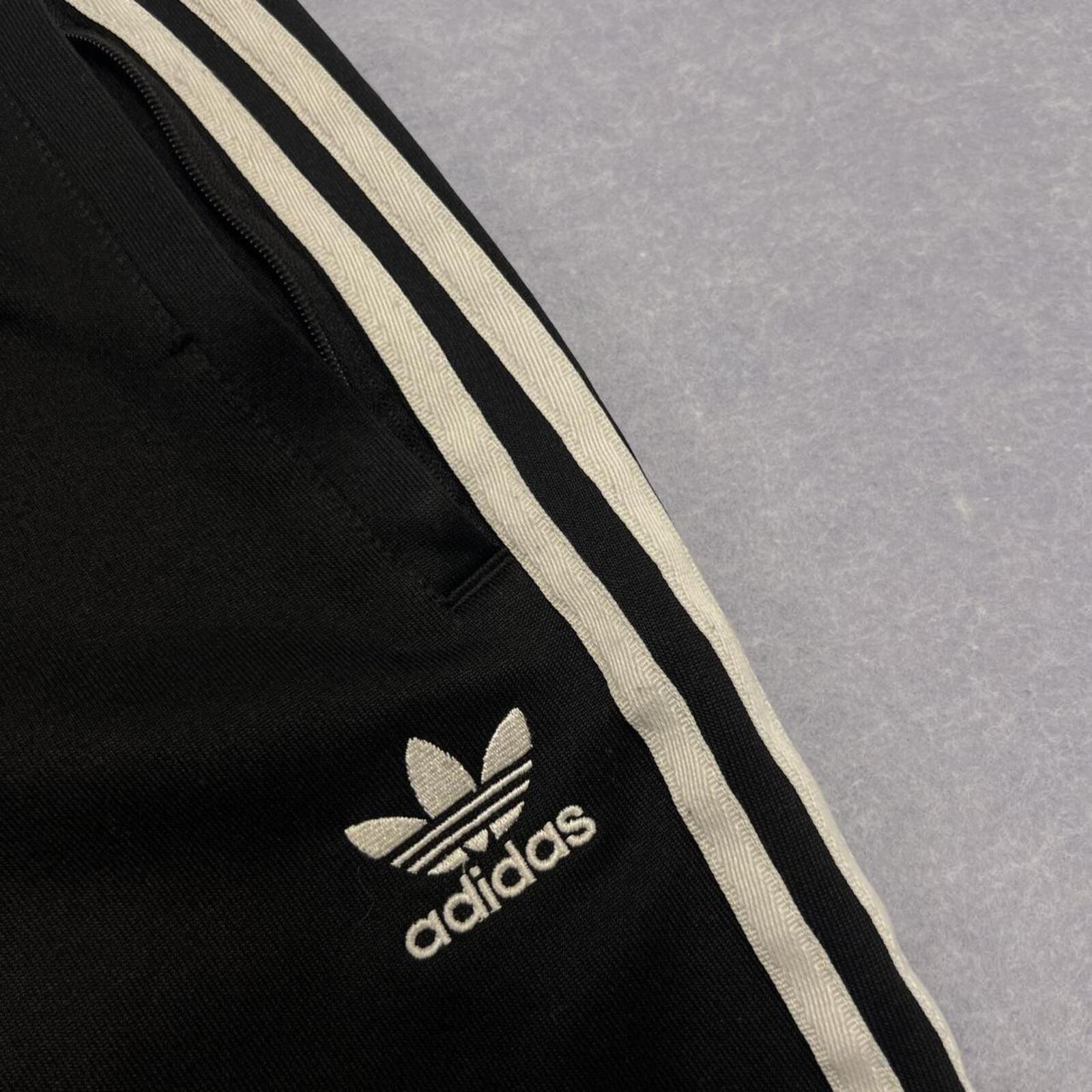 Vintage Adidas Originals Black & White Stripe Trefoil Track Pants Joggers Medium