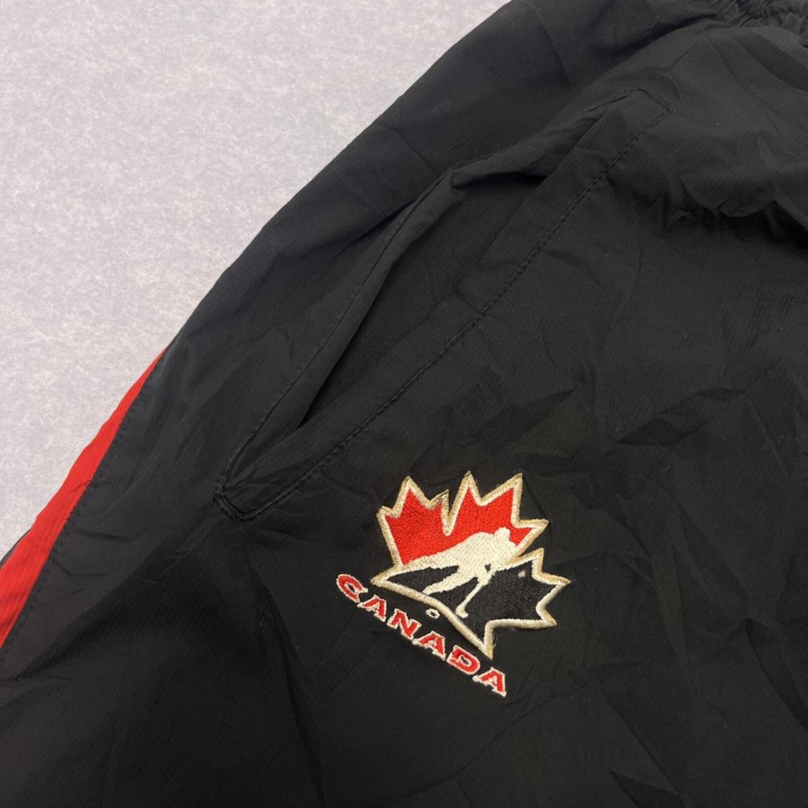 Vintage Nike Team Canada NHL Hockey FitStorm Baggy Track Pants Black & Red XL