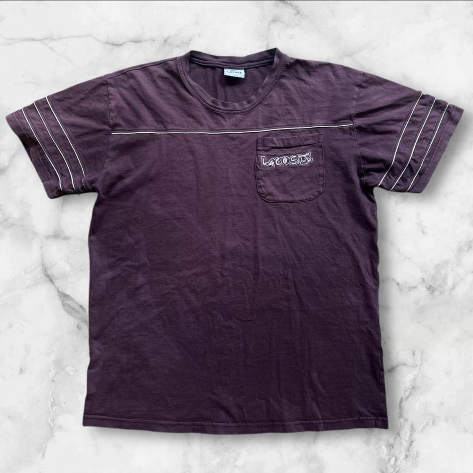 Vintage 1990’s Lacoste Men’s Brown Embroidered Pocket Logo T-Shirt Size 6 Large