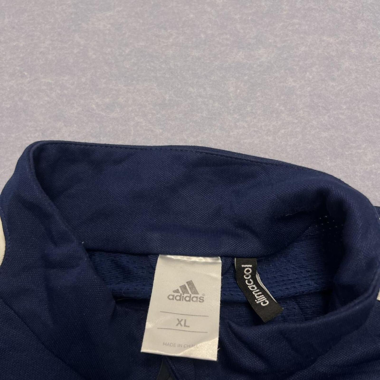 Vintage Adidas Climacool Men's Navy Blue & White Stripe Full Zip Track Jacket Y2K Streetwear XL