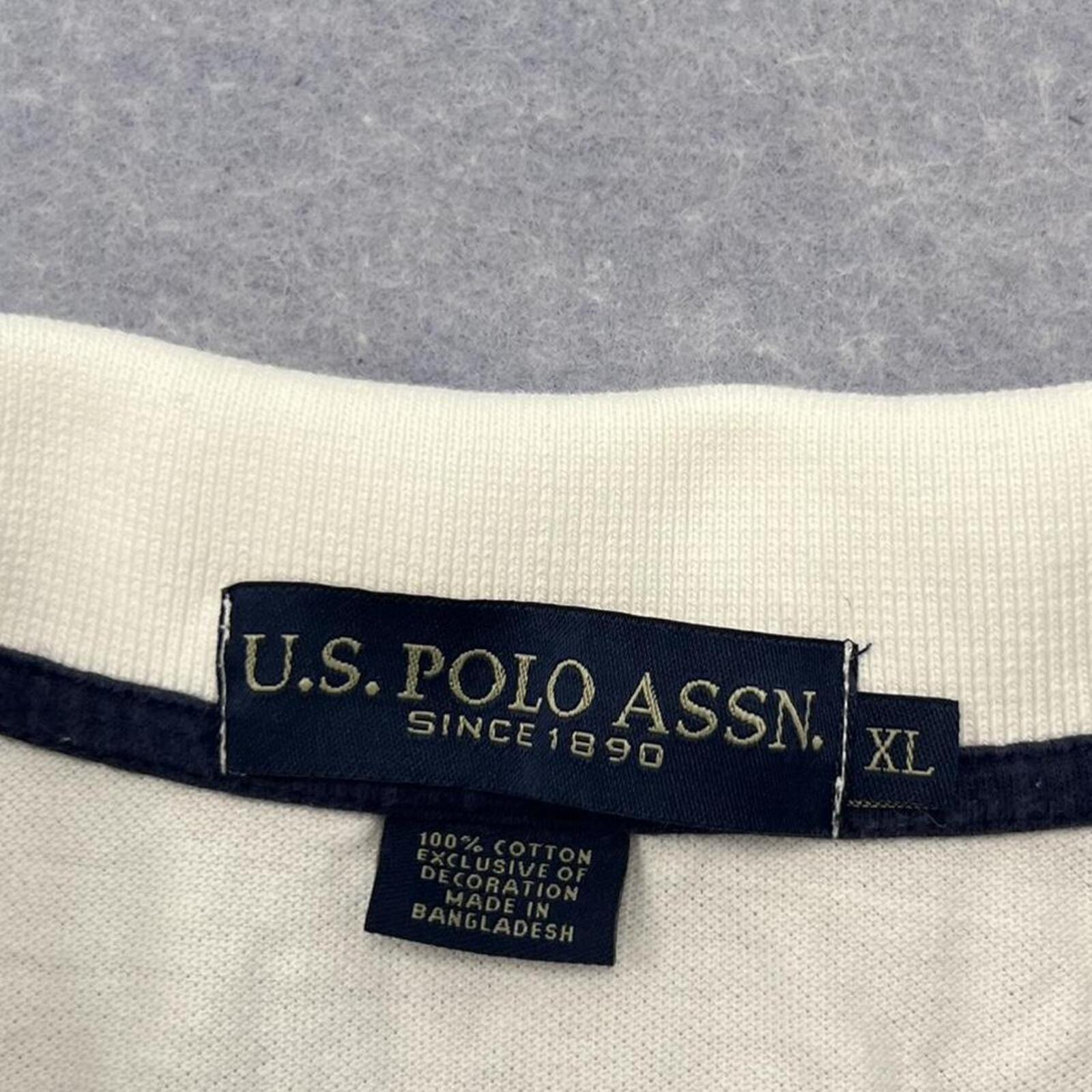 Vintage U.S. Polo Assn Men's White & Navy No.3 Big Flesh Pony Preppy Y2K Polo XL