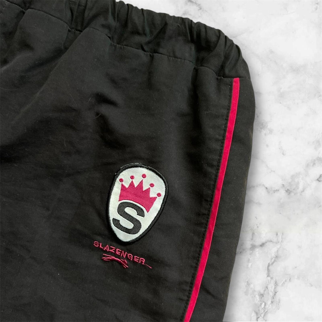 Vintage 90’s Slazenger Sport Women’s Black & Pink Patch Track Pants Y2K Small
