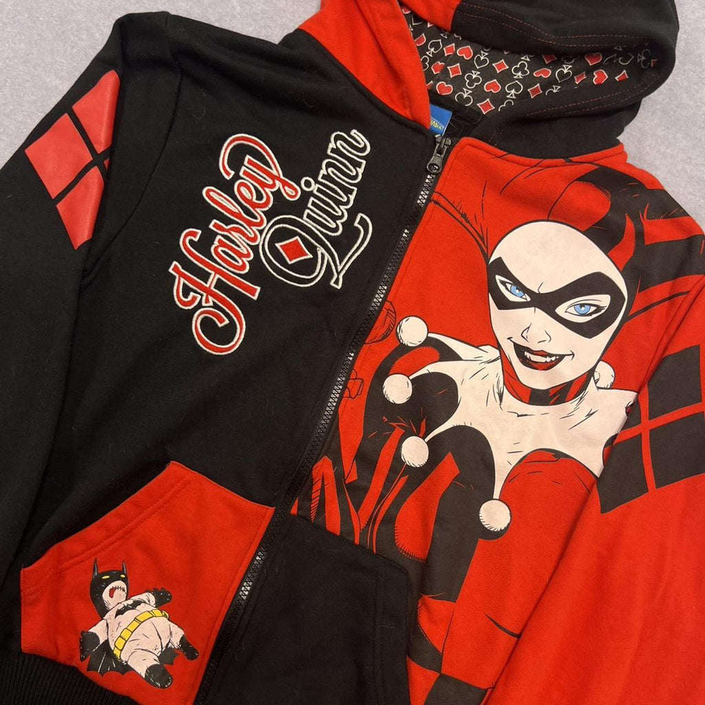Vintage Harley Quinn Movie World Full Zip Graphic AOP Hoodie – Women’s Medium
