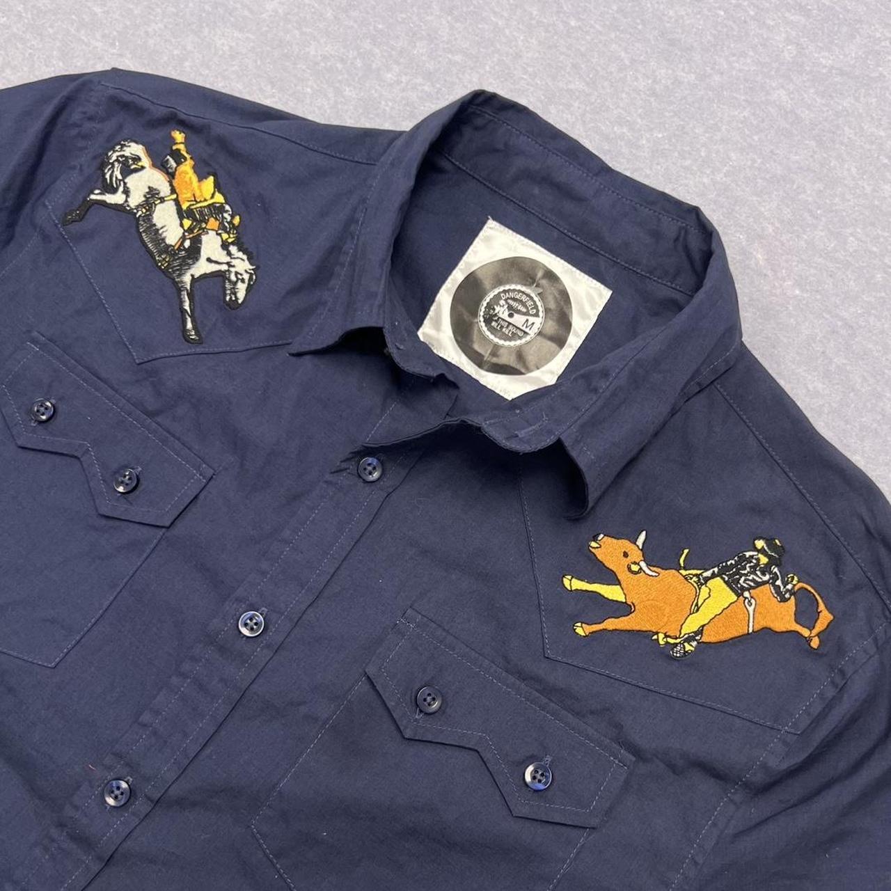 Vintage Dangerfield Men’s Navy Embroidered Western Cowboy Shirt Medium