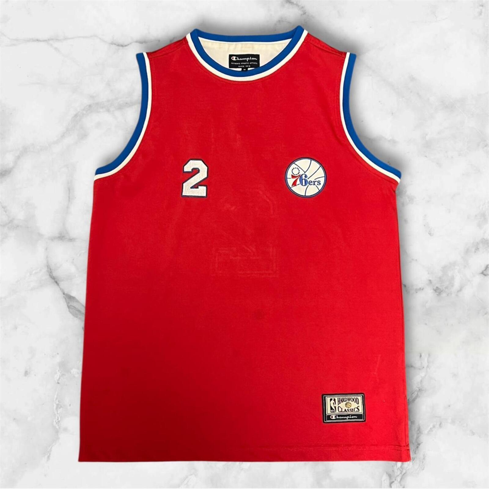 Vintage Champion Philadelphia 76ers NBA Moses Malone Hardwood Classics Jersey 2 Small