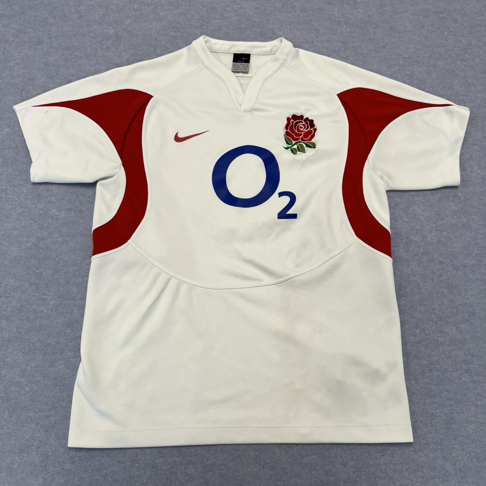 Vintage Nike England Rugby 2005/06 Dri-Fit White Home Jersey Men's Medium