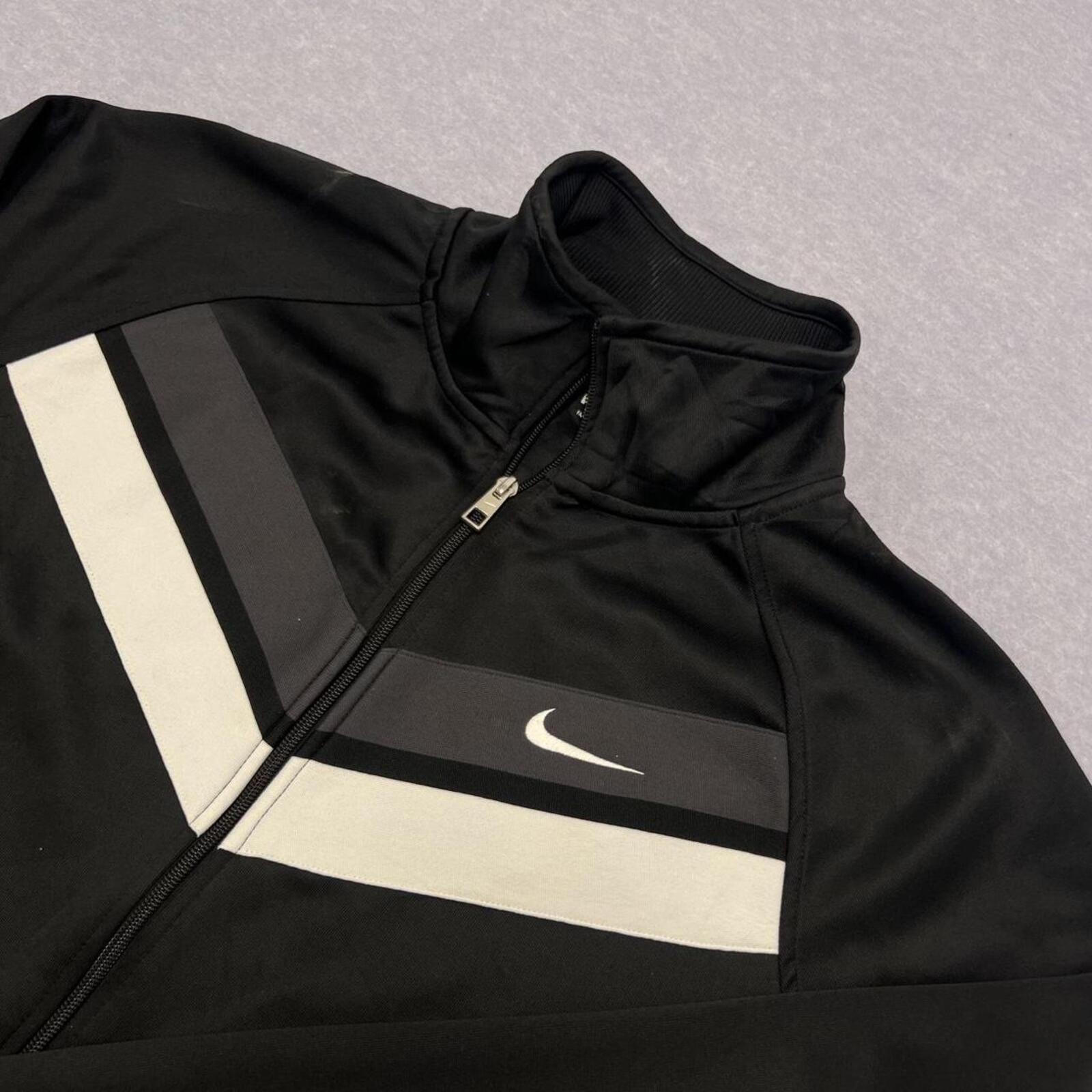 Vintage Nike The Athletic Dept Men's Black Chevron Striped Track Jacket Large