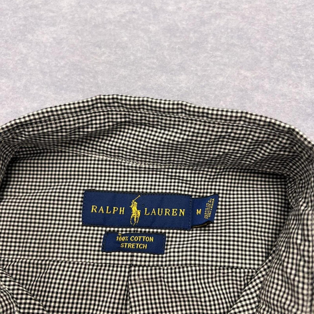 Vintage Ralph Lauren Black & White Gingham Checkered Long Sleeve Shirt Medium