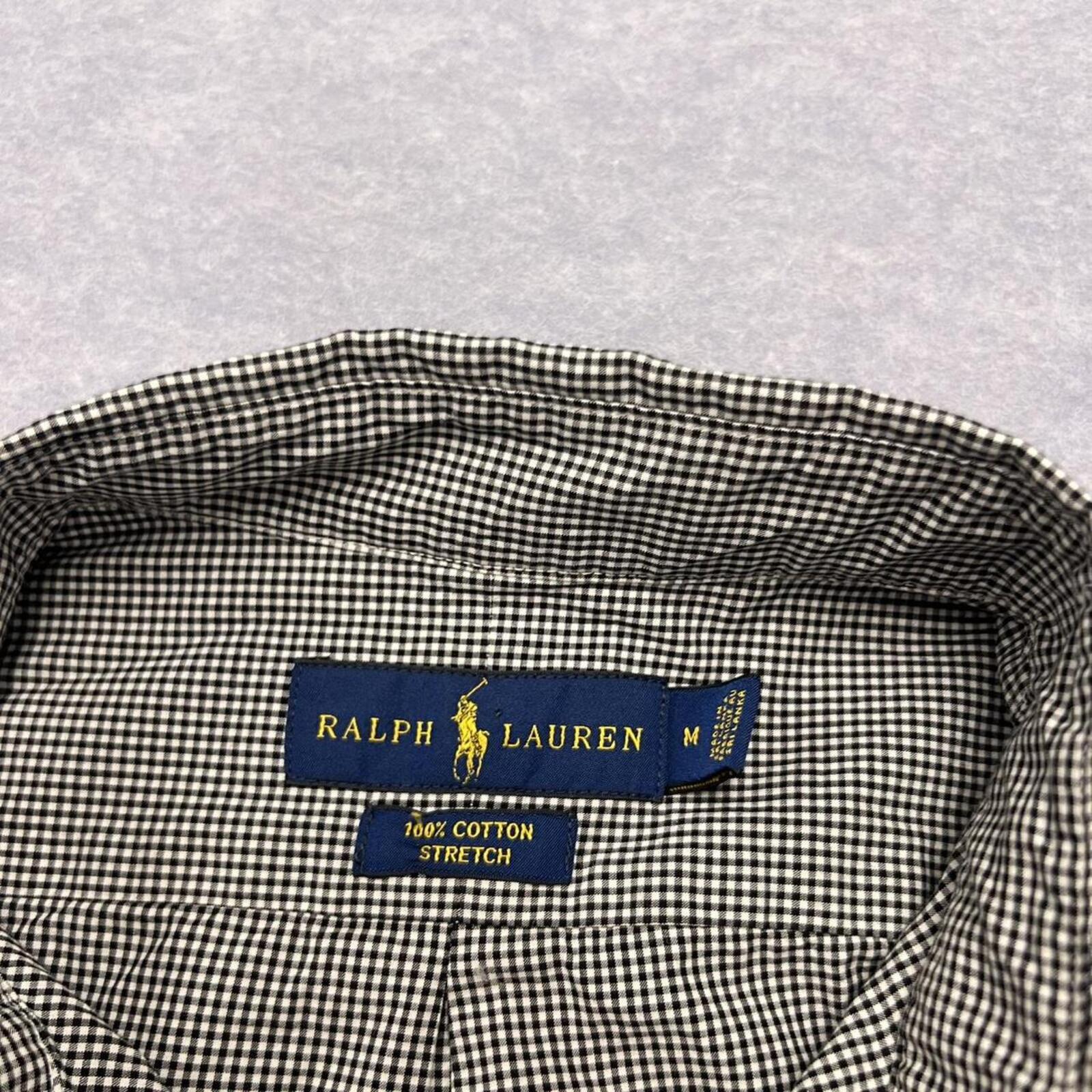 Vintage Ralph Lauren Black & White Gingham Checkered Long Sleeve Shirt Medium