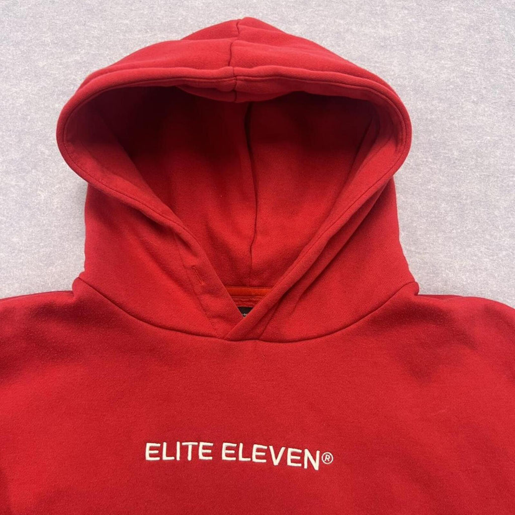 Elite Eleven Sportswear Men's Red & White Embroidered Boxy Oversized Hoodie XS