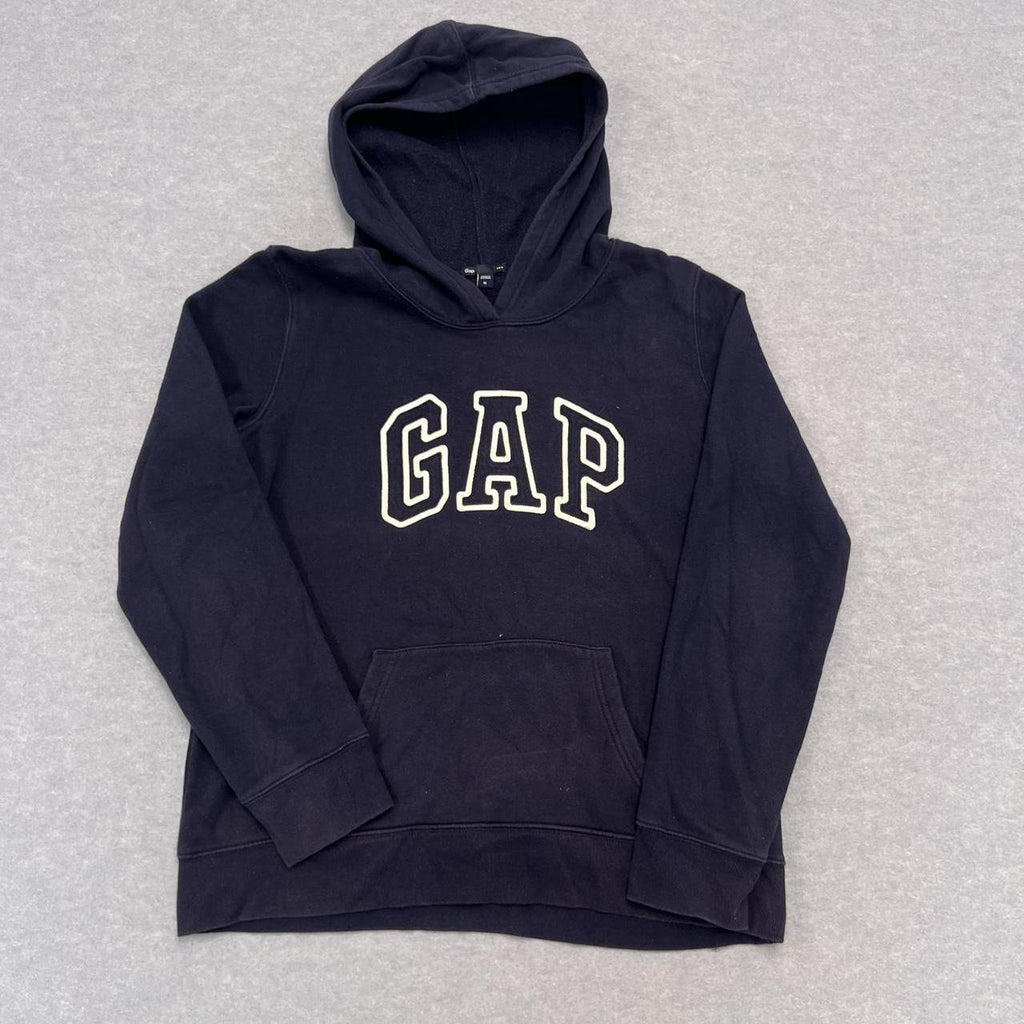 Vintage GAP Women’s Navy Blue & White SpellOut Streetwear Hoodie Y2K Medium