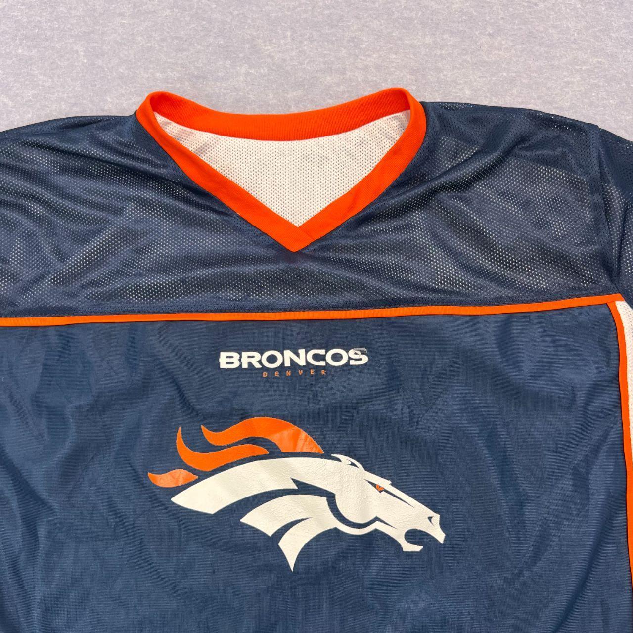 Vintage Denver Broncos NFL Flag Football Reversible Jersey Navy & White  Large